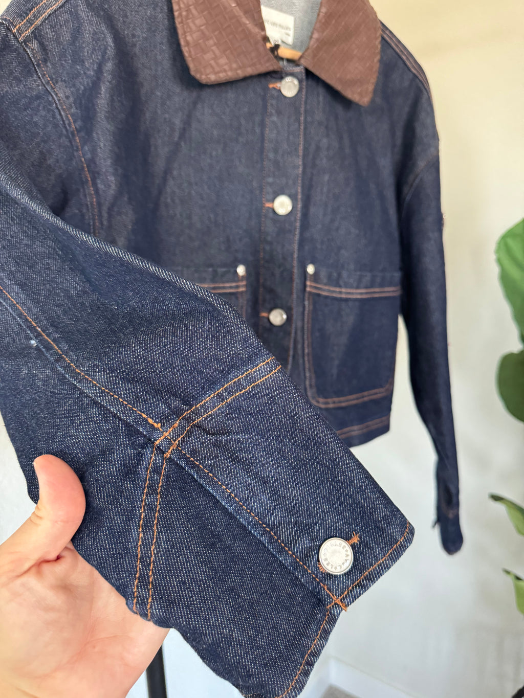 NWT Avec Les Filles Crop Denim Shirt Jacket