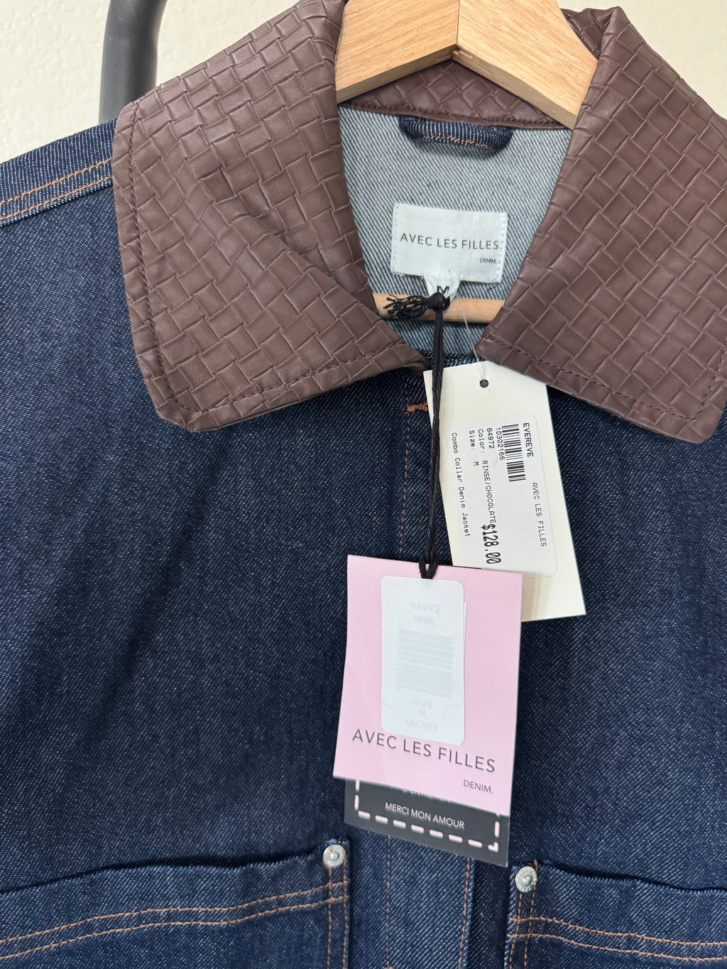 NWT Avec Les Filles Crop Denim Shirt Jacket