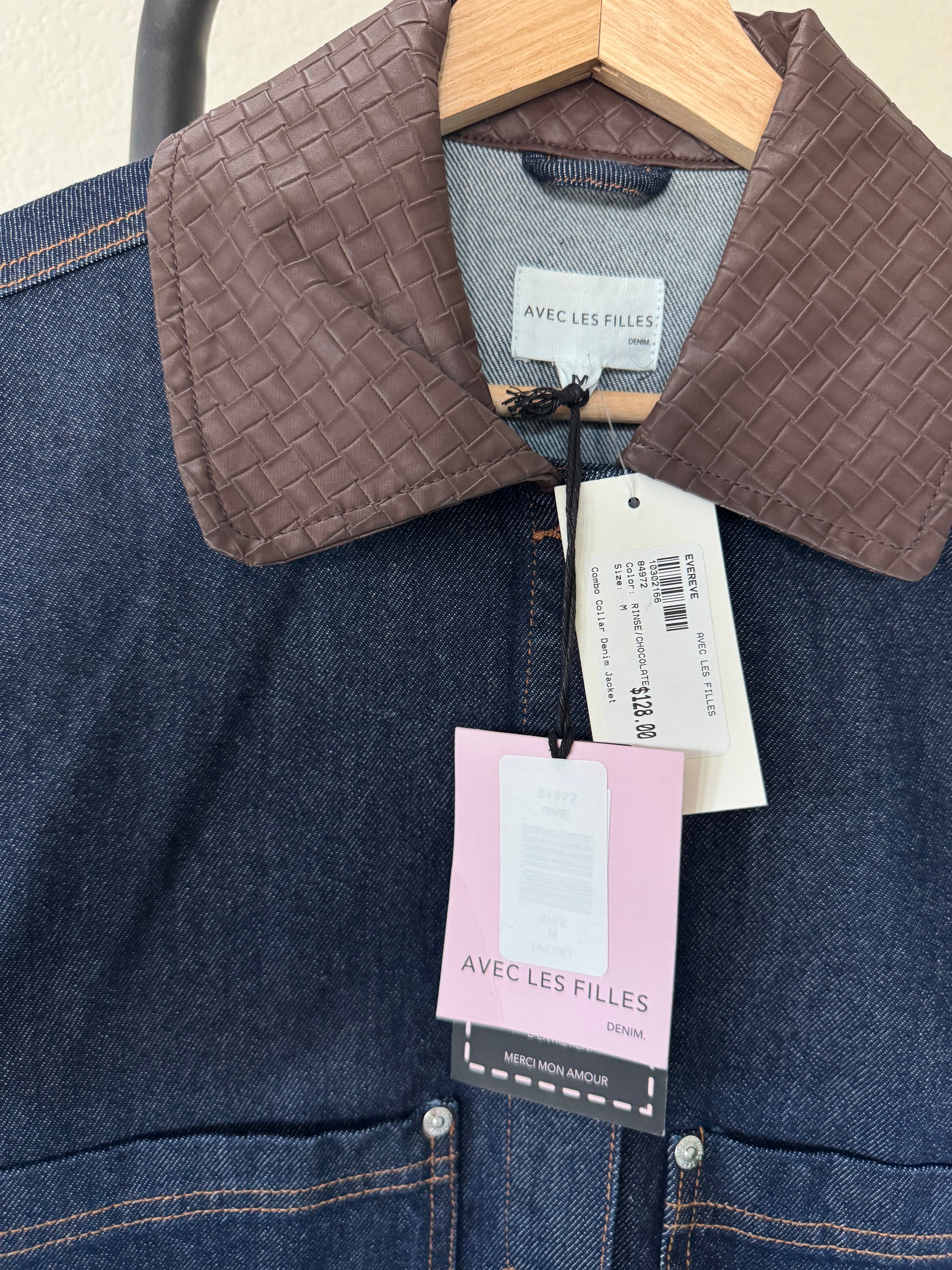 NWT Avec Les Filles Crop Denim Shirt Jacket