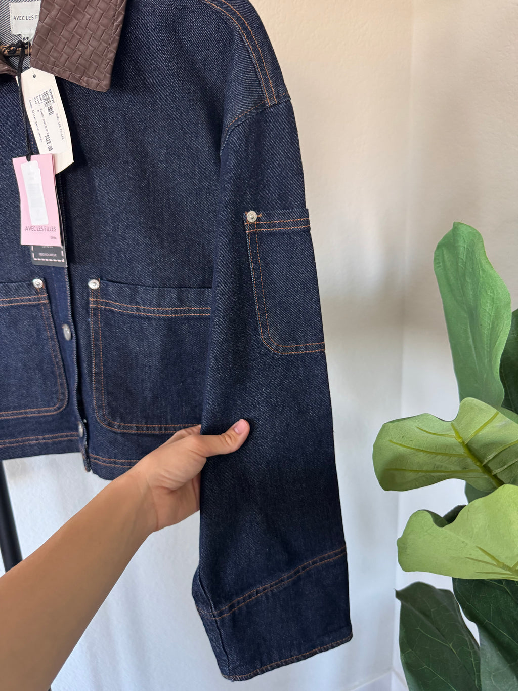 NWT Avec Les Filles Crop Denim Shirt Jacket