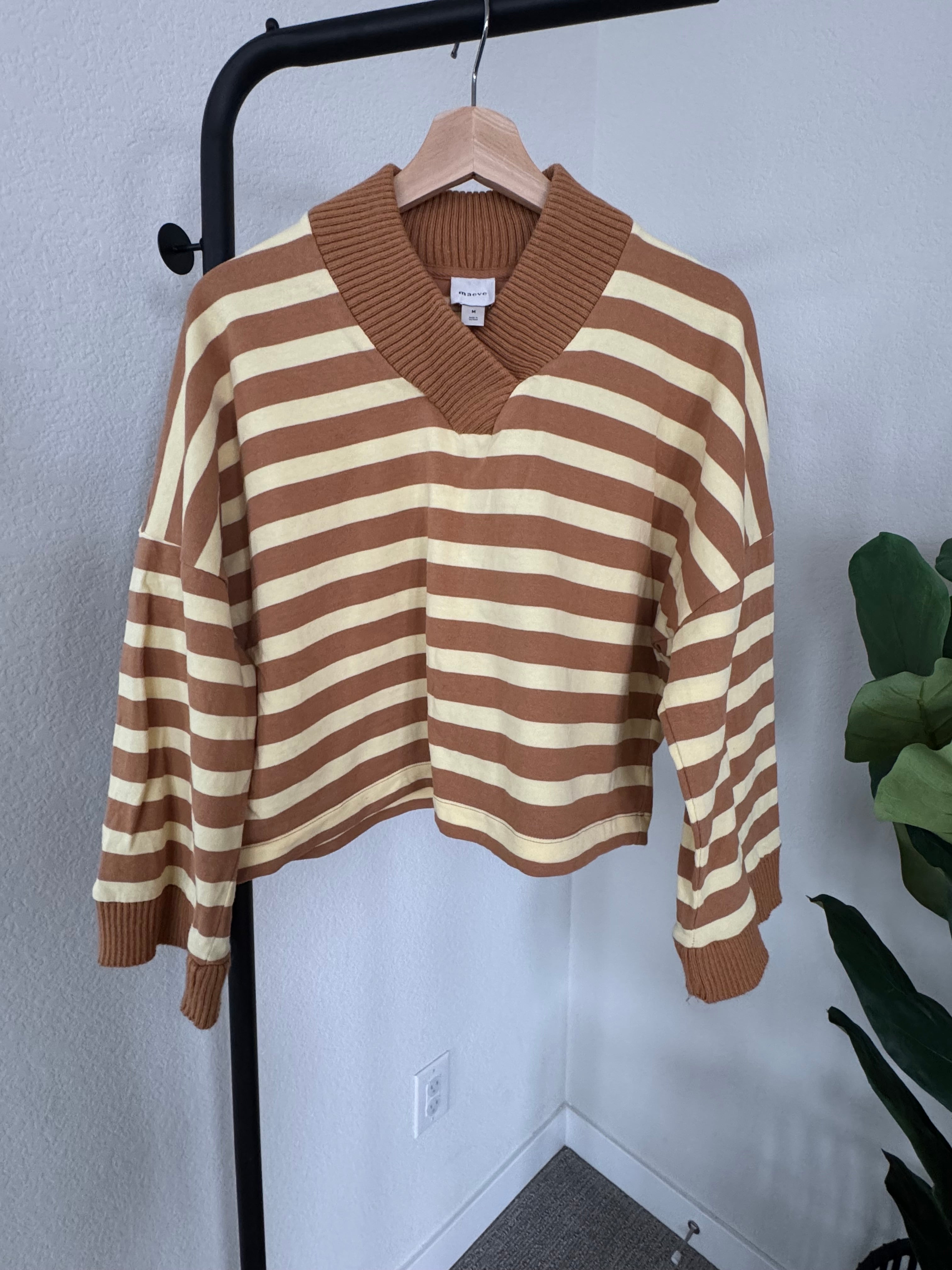 Maeve Varsity Stripe Cropped LS
