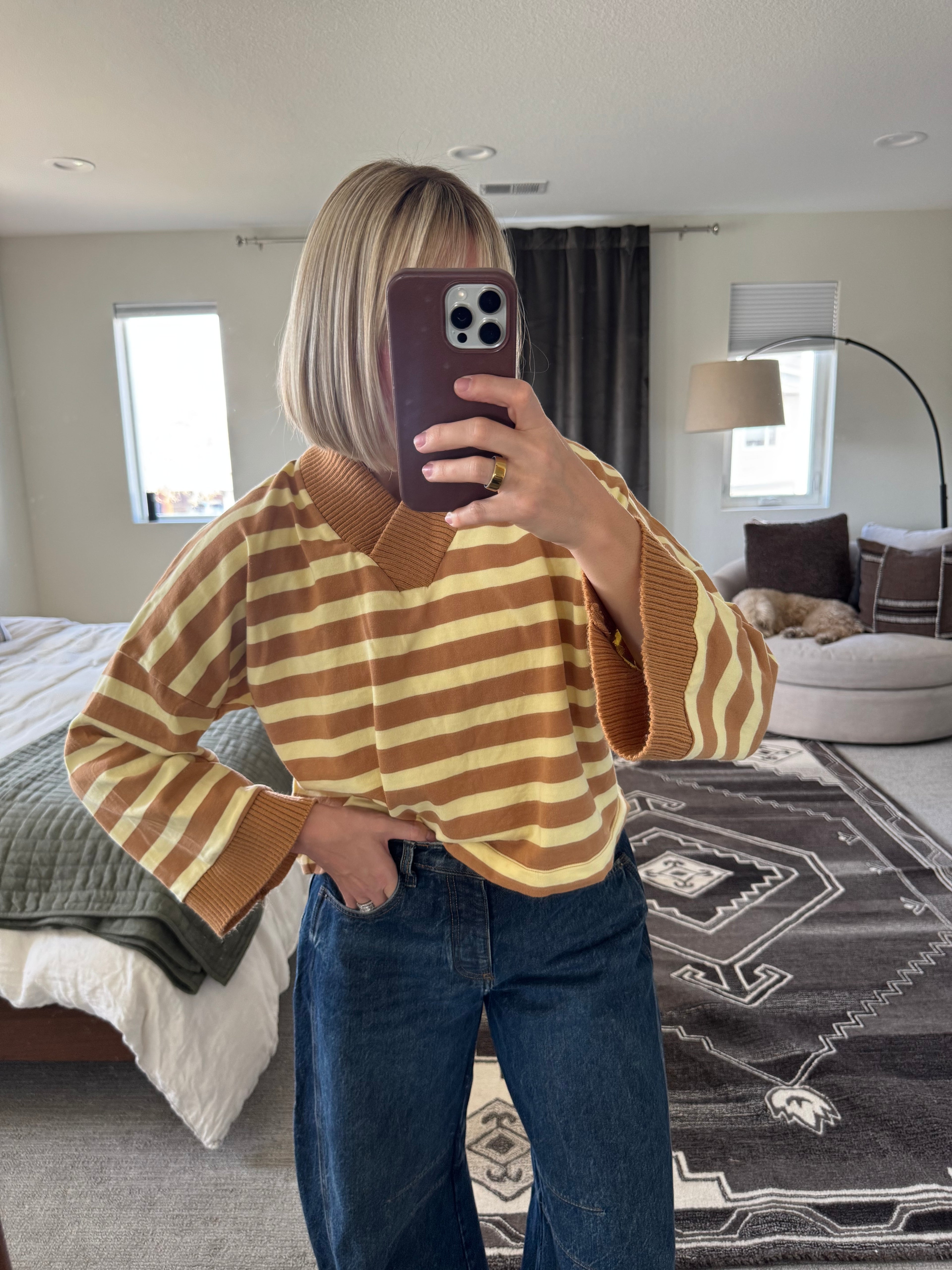 Maeve Varsity Stripe Cropped LS