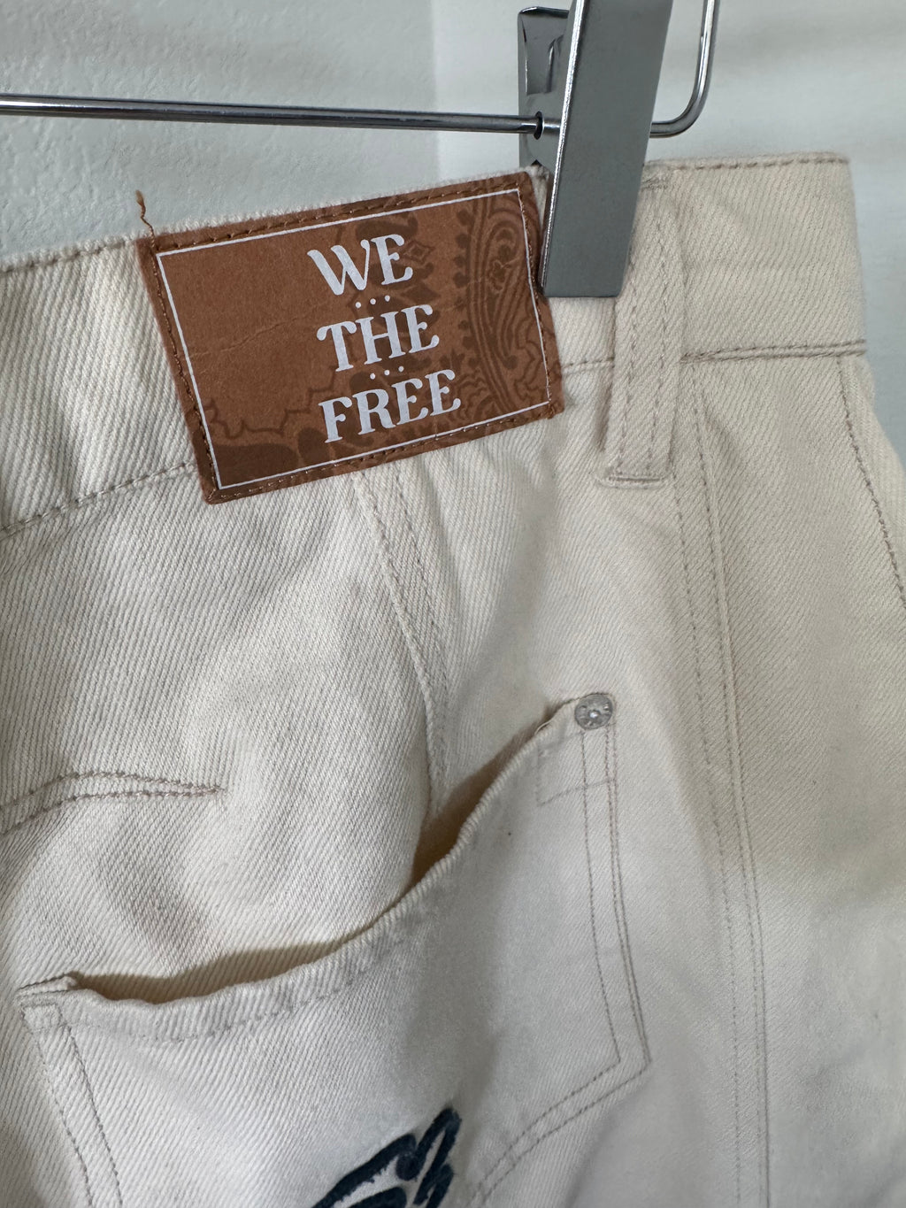 We The Free Good Luck Soutache Barrel Jeans / Ivory Combo