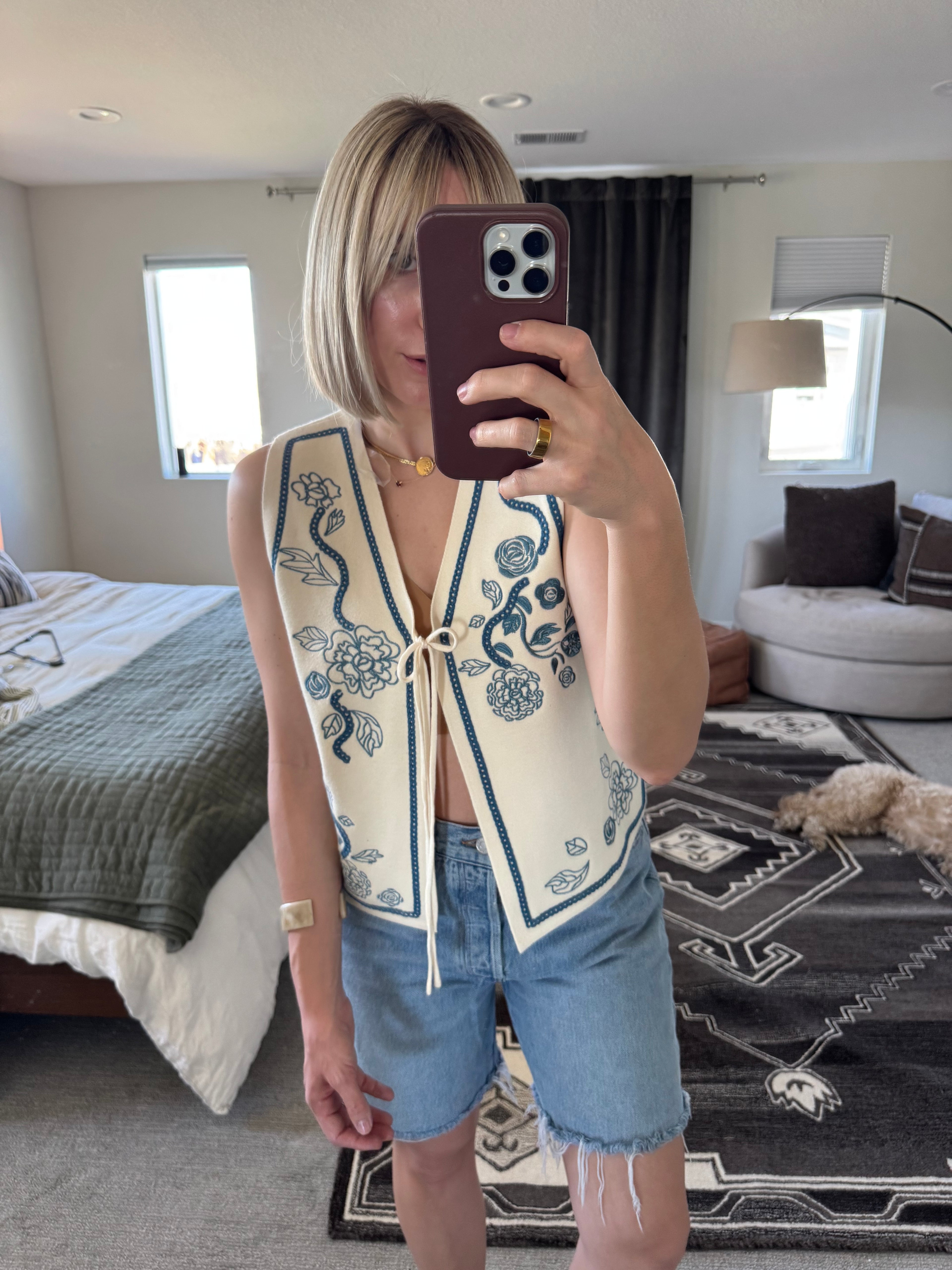 NWT Driftwood Western Embroidered Knit Vest