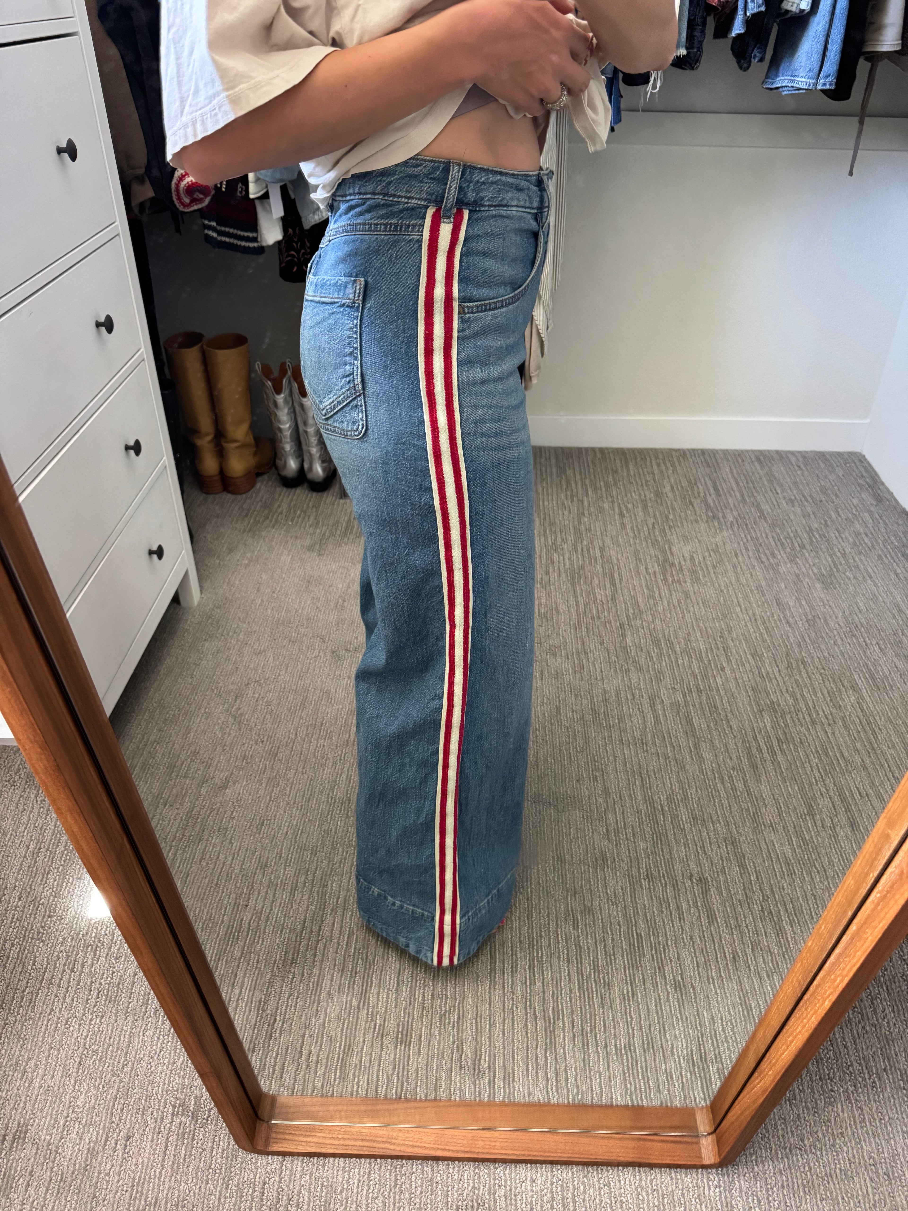 Pilcro Azura High-Rise Wide-Leg Track Stripe Jeans