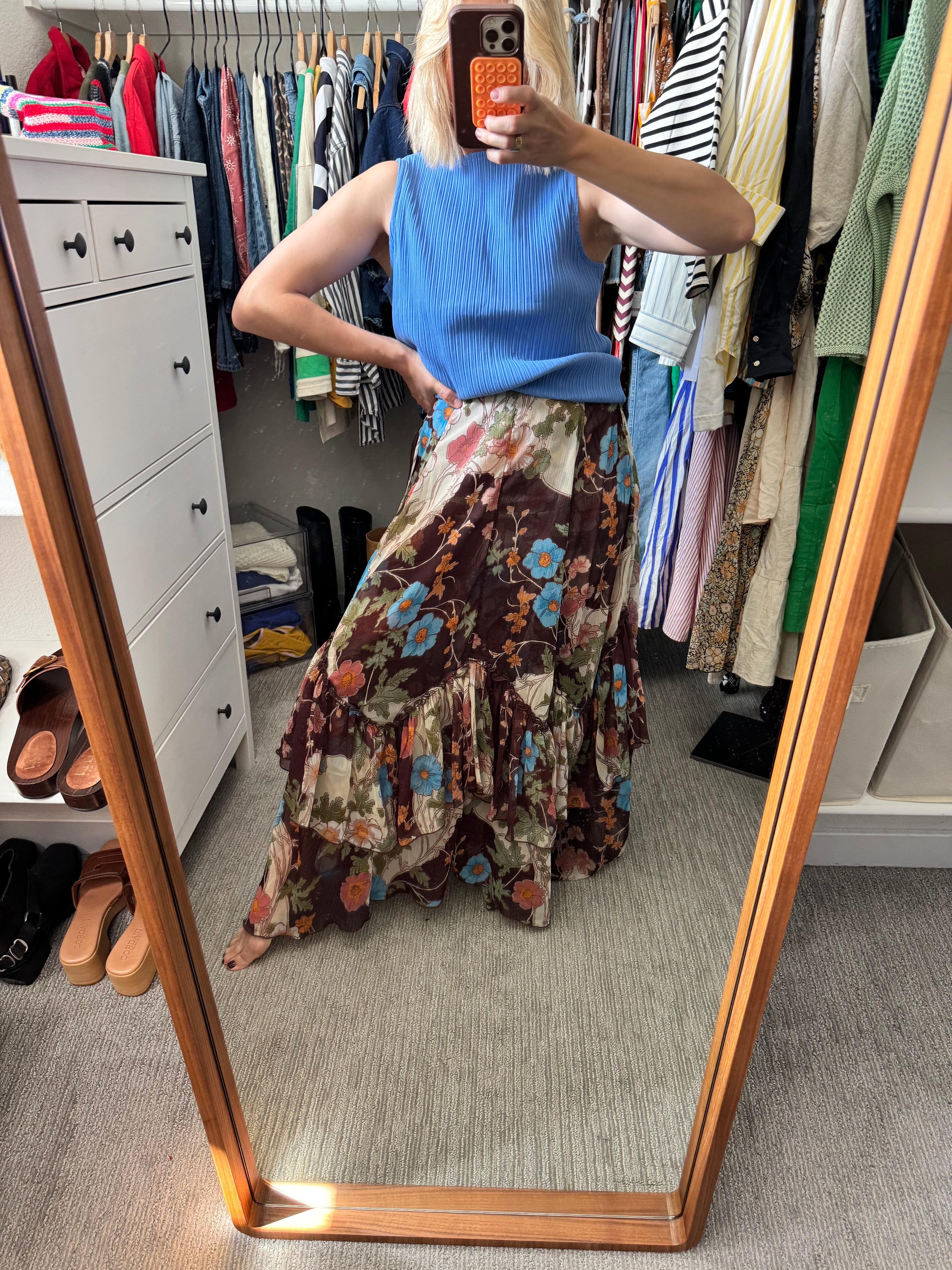 Free People Palermo Villa Chiffon Maxi Skirt
