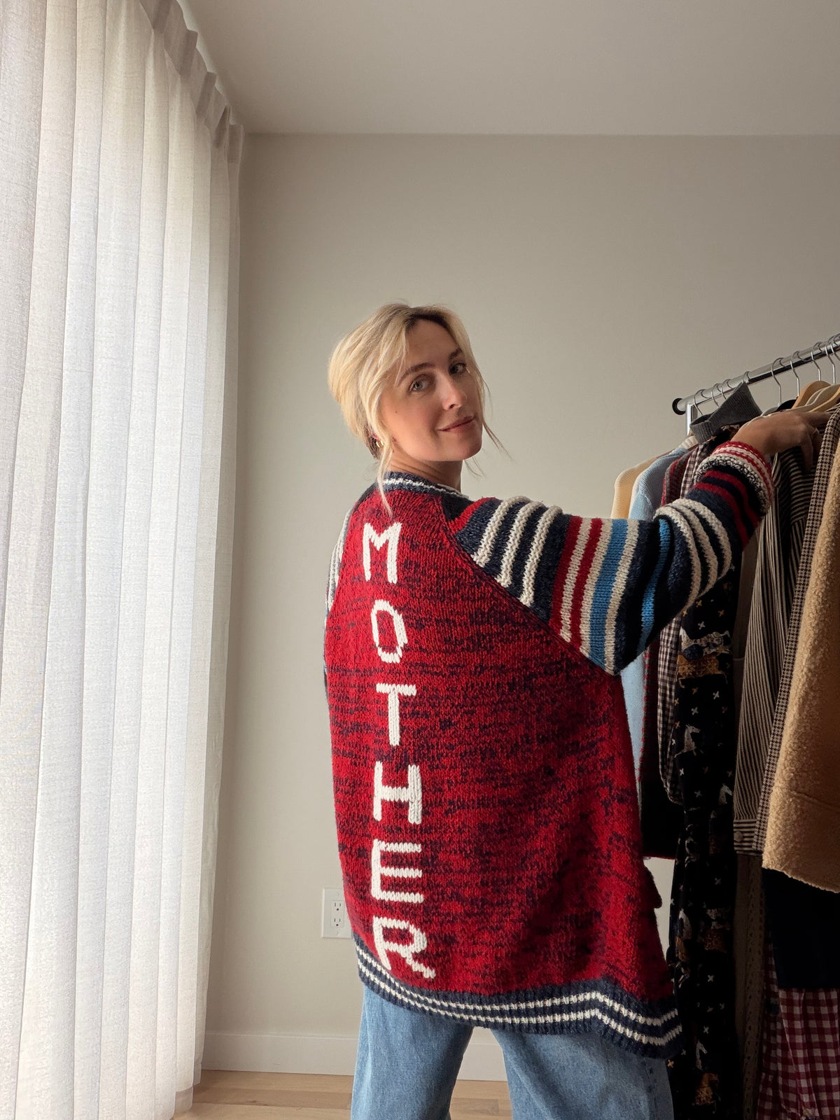 MOTHER The Long Drop Raglan Back Talk Cardigan