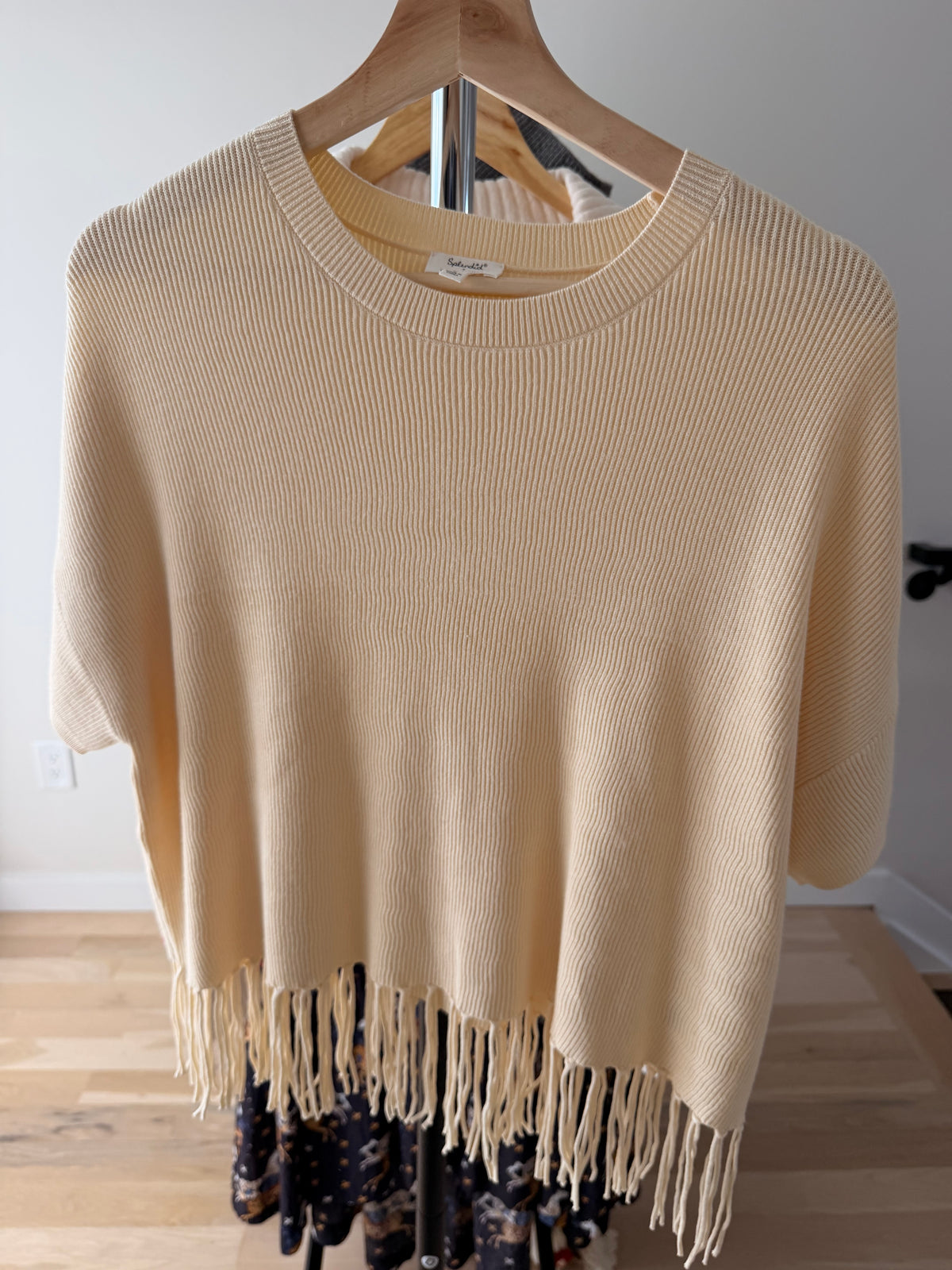 Splendid x @Cellajaneblog Short Sleeve Fringe Sweater