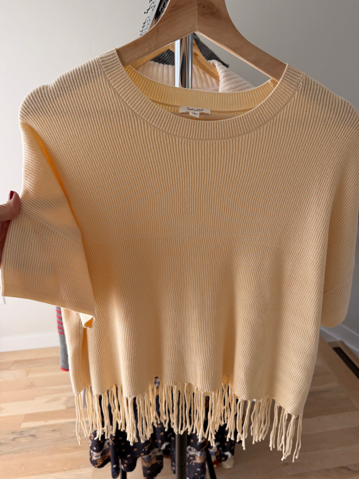 Splendid x @Cellajaneblog Short Sleeve Fringe Sweater