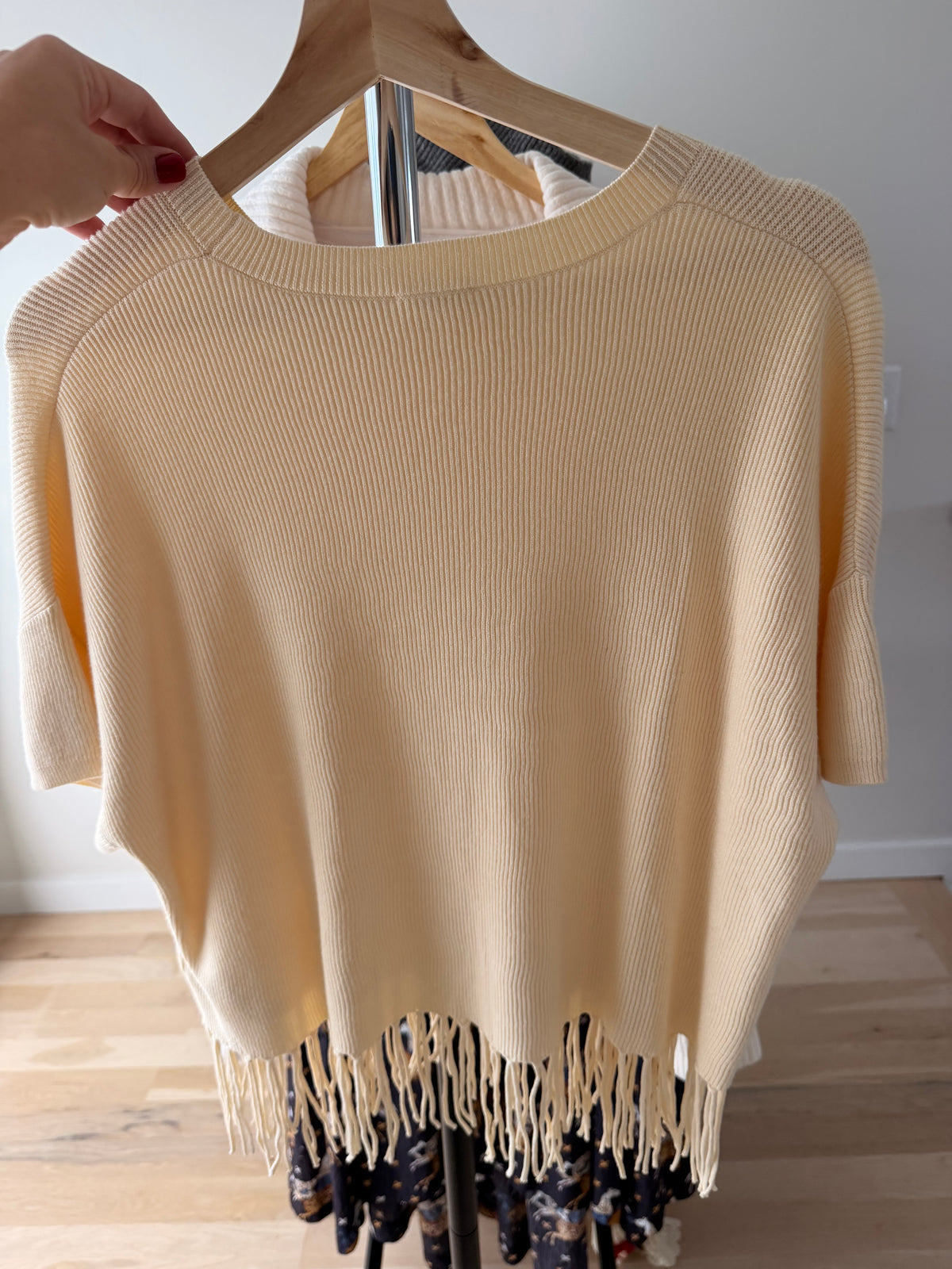 Splendid x @Cellajaneblog Short Sleeve Fringe Sweater